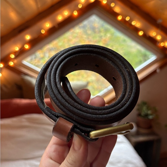 Fossil Genuine Leather Belt with Big Brass Buckle - Picture 2 of 5